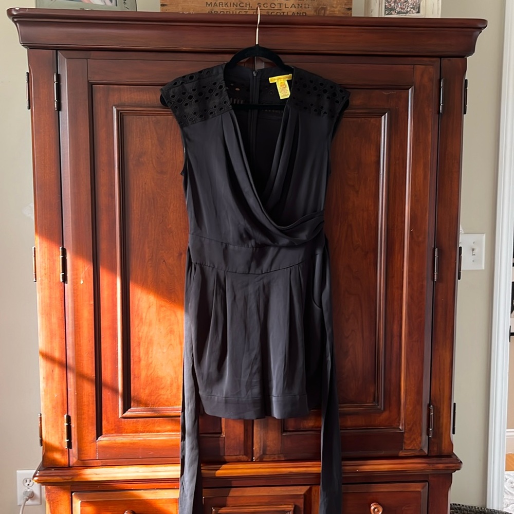 Black silk romper